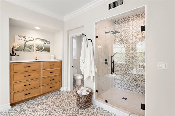 Bathroom, Glass Shower, Interior, Recessed Lighting