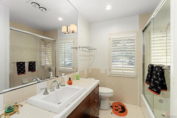 Bathroom, Glass Shower, Interior, Recessed Lighting, Tile Countertops