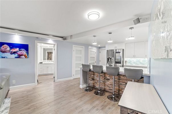 Interior, Kitchen, Pendant Lights, Stainless Steel Appliances, Wood Texture Flooring