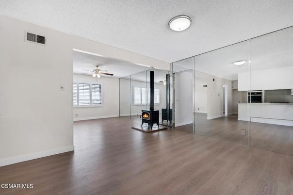 Empty room, Fireplace, Interior, Wood Texture Flooring