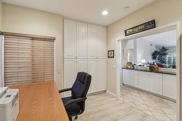 Home Office, Interior, Recessed Lighting, Wood Texture Flooring