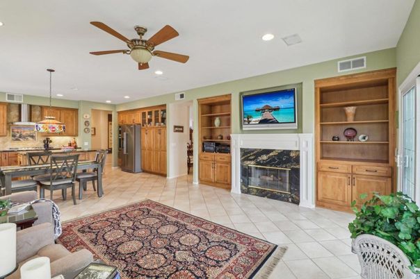 Dining room, Fireplace, Interior, Kitchen, Pendant Lights, Recessed Lighting