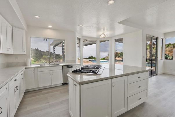 Chandelier, Interior, Kitchen, Recessed Lighting, Wood Texture Flooring