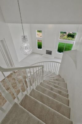 Chandelier, Fireplace, Interior