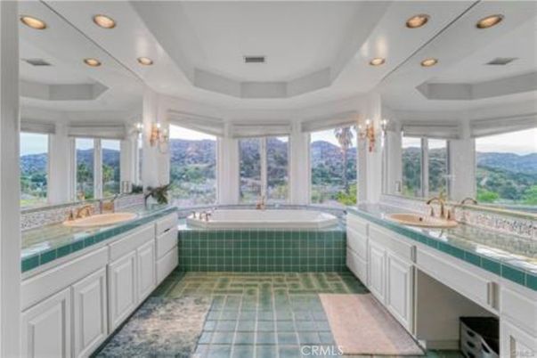 Bathroom, Dual Sink Vanities, Interior, Recessed Lighting, Tile Countertops