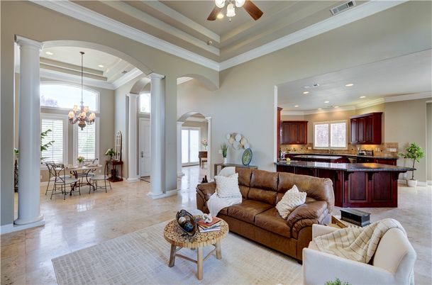 Chandelier, Dining room, Interior, Kitchen, Living room, Recessed Lighting