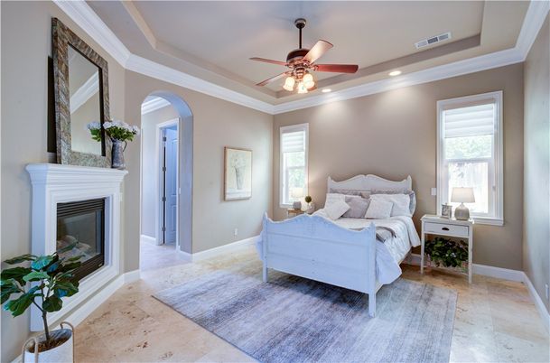 Bedroom, Fireplace, Interior, Recessed Lighting