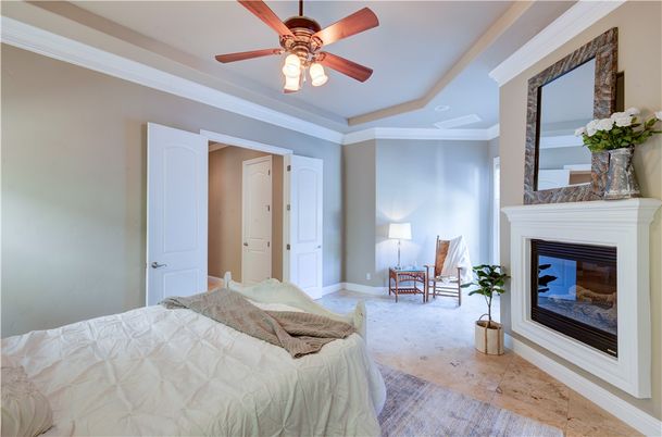 Bedroom, Fireplace, Interior