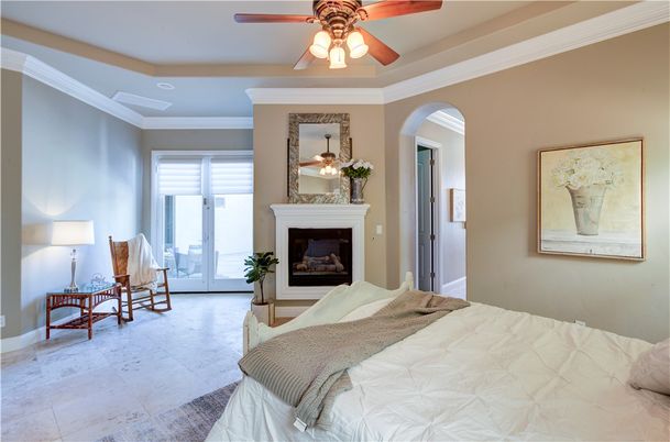 Bedroom, Fireplace, Interior