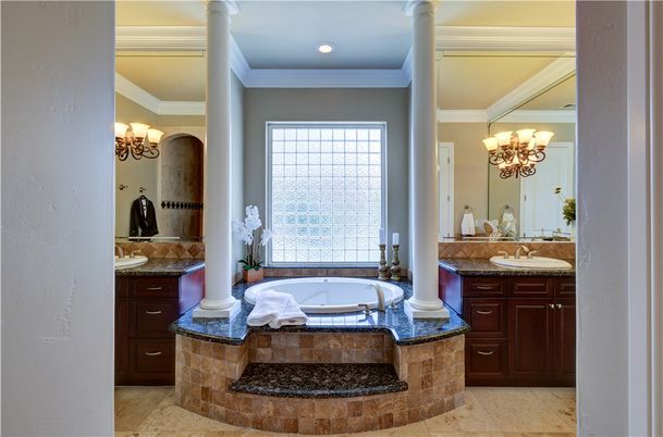 Bathroom, Chandelier, Interior, Recessed Lighting
