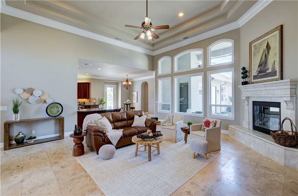 Chandelier, Dining room, Fireplace, Interior, Living room, Recessed Lighting