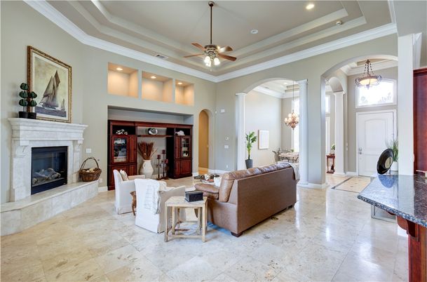 Chandelier, Fireplace, Interior, Living room, Pendant Lights, Recessed Lighting