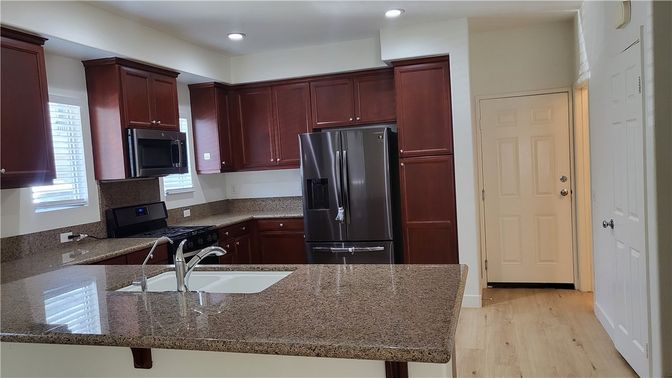Interior, Kitchen, Recessed Lighting, Wood Texture Flooring
