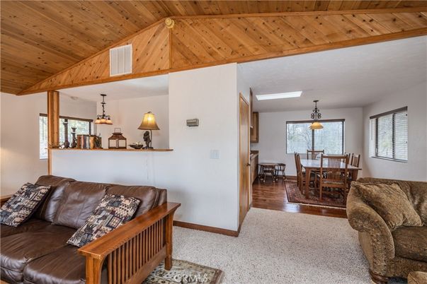 Dining room, Interior, Living room, Pendant Lights, Wooden Beams, Wooden Ceilings, Wood Texture Flooring