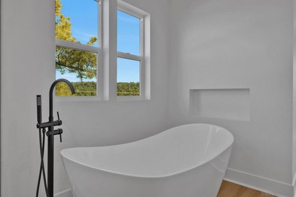 Bathroom, Free Standing Baths, Interior, Wood Texture Flooring