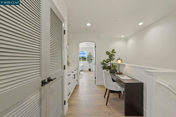 Home Office, Interior, Recessed Lighting, Wood Texture Flooring