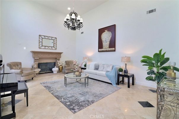 Chandelier, Fireplace, Interior, Living room, Recessed Lighting