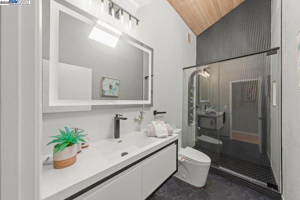 Bathroom, Glass Shower, Interior, Wooden Ceilings