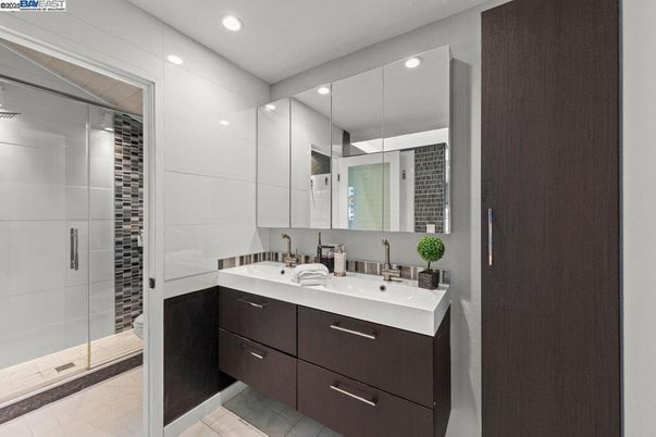 Bathroom, Dual Sink Vanities, Glass Shower, Interior, Recessed Lighting