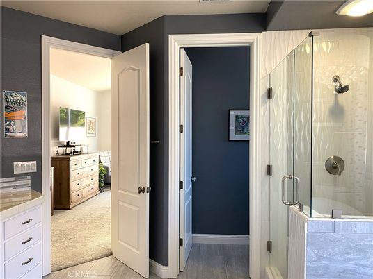 Bathroom, Glass Shower, Interior, Wood Texture Flooring