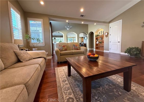 Dining room, Interior, Living room, Recessed Lighting, Wood Texture Flooring