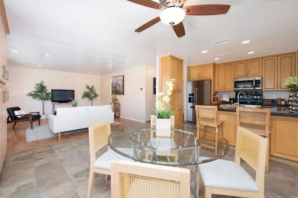 Dining room, Interior, Kitchen, Living room, Recessed Lighting, Stainless Steel Appliances