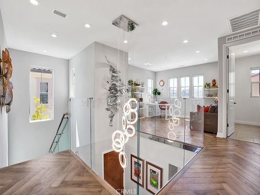 Interior, Living room, Pendant Lights, Recessed Lighting, Wood Texture Flooring