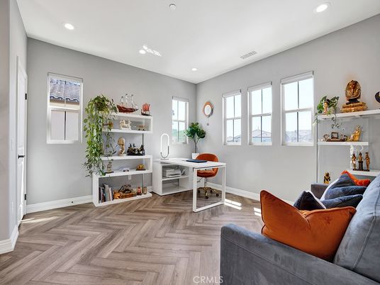 Fireplace, Interior, Kitchen, Living room, Pendant Lights, Recessed Lighting, Stainless Steel Appliances, Wood Texture Flooring