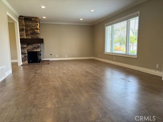 Empty room, Fireplace, Interior, Wood Texture Flooring