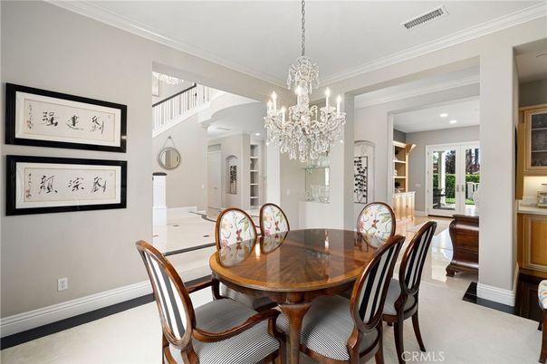 Chandelier, Dining room, Interior, Recessed Lighting