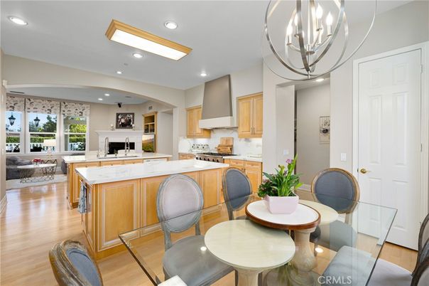 Dining room, Interior, Kitchen, Living room, Recessed Lighting, Wood Texture Flooring