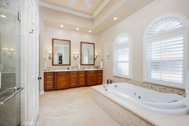 Bathroom, Dual Sink Vanities, Glass Shower, Interior, Recessed Lighting