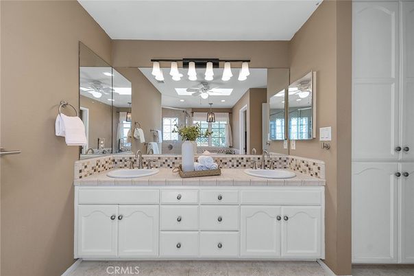 Bathroom, Dual Sink Vanities, Interior, Tile Countertops