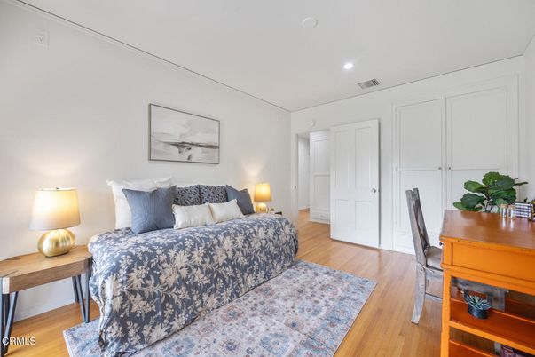 Bedroom, Home Office, Interior, Recessed Lighting, Wood Texture Flooring