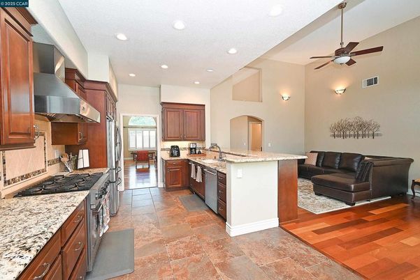 Interior, Kitchen, Recessed Lighting, Wood Texture Flooring