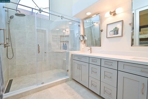 Bathroom, Dual Sink Vanities, Glass Shower, Interior
