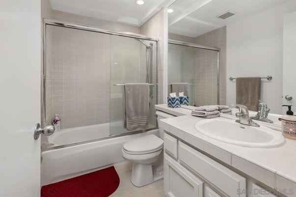 Bathroom, Glass Shower, Interior, Recessed Lighting, Tile Countertops