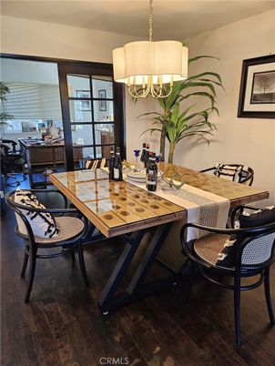Chandelier, Dining room, Interior, Wood Texture Flooring