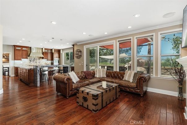 Dining room, Interior, Kitchen, Living room, Recessed Lighting, Wood Texture Flooring