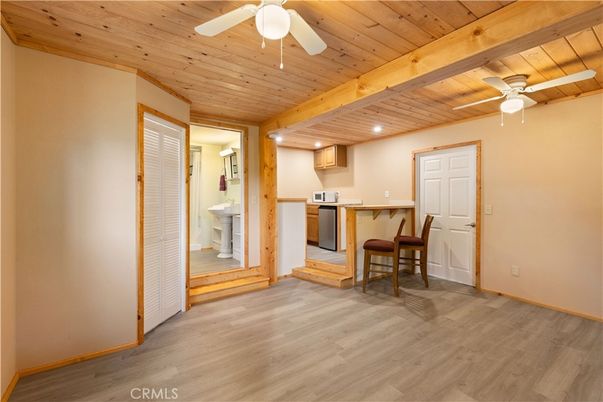 Bathroom, Interior, Kitchen, Recessed Lighting, Wooden Beams, Wooden Ceilings, Wood Texture Flooring