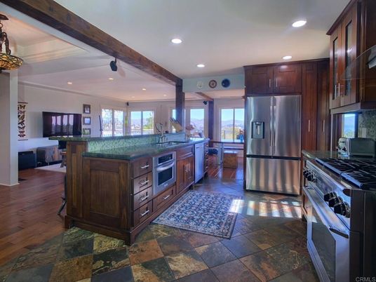 Interior, Kitchen, Recessed Lighting, Stainless Steel Appliances, Wooden Beams, Wood Texture Flooring