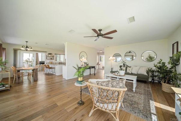 Dining room, Interior, Living room, Recessed Lighting, Wood Texture Flooring