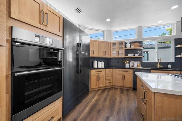 Interior, Kitchen, Recessed Lighting, Wood Texture Flooring