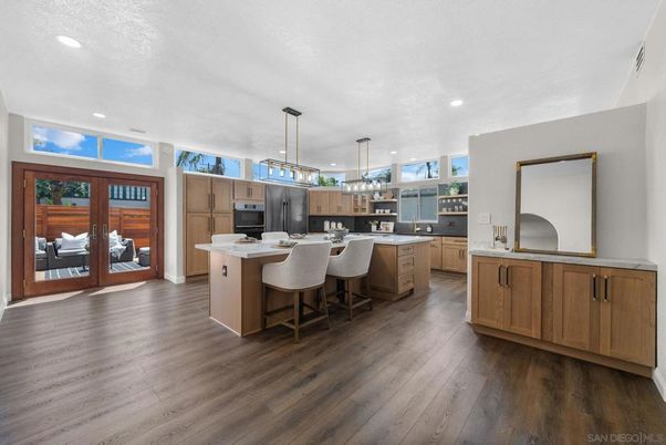 Interior, Kitchen, Pendant Lights, Recessed Lighting, Wood Texture Flooring