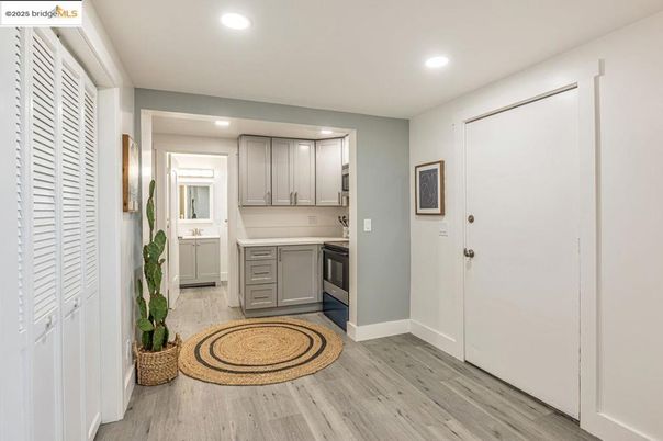 Interior, Kitchen, Recessed Lighting, Wood Texture Flooring