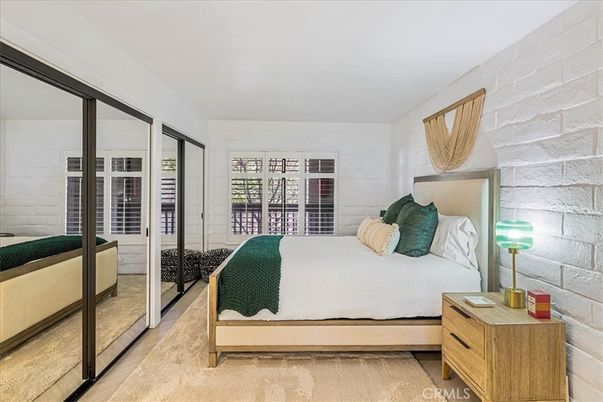 Bedroom, Interior, Stone Walls, Wood Texture Flooring