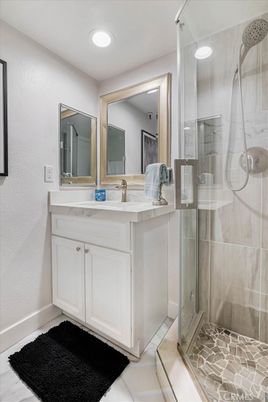 Bathroom, Dual Sink Vanities, Glass Shower, Interior, Recessed Lighting
