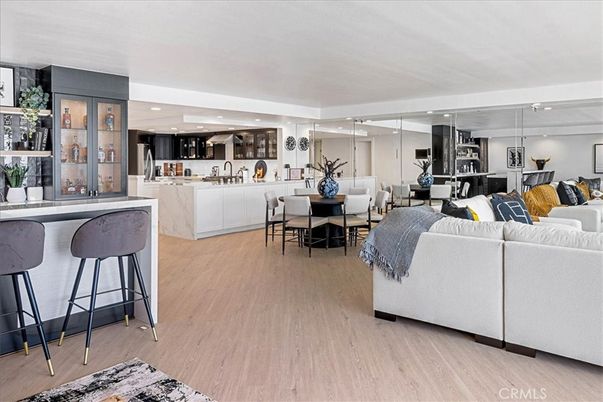Dining room, Interior, Kitchen, Living room, Recessed Lighting, Wood Texture Flooring