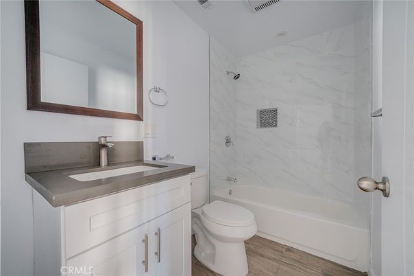 Bathroom, Interior, Marble Walls, Wood Texture Flooring