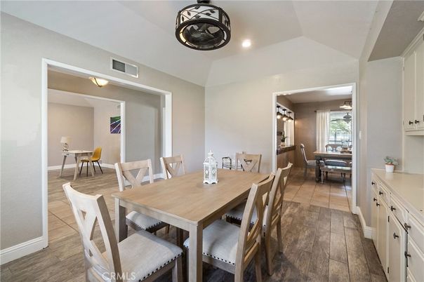 Dining room, Interior, Recessed Lighting, Wood Texture Flooring